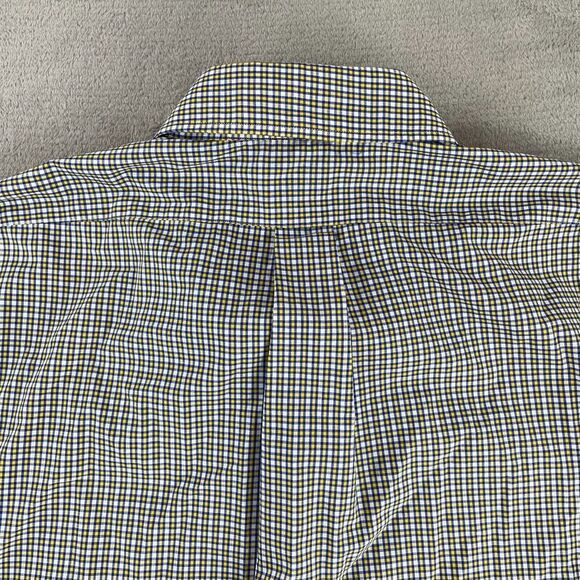 Sid Mashburn Shirt Men Large Yellow Blue Check Long Sleeve Designer Button Down - Picture 8 of 14